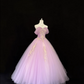 Lavender Off-the-Shoulder Cinched Waist Voluminous Tulle Skirt Romantic Dress, Wedding Gown gh7835