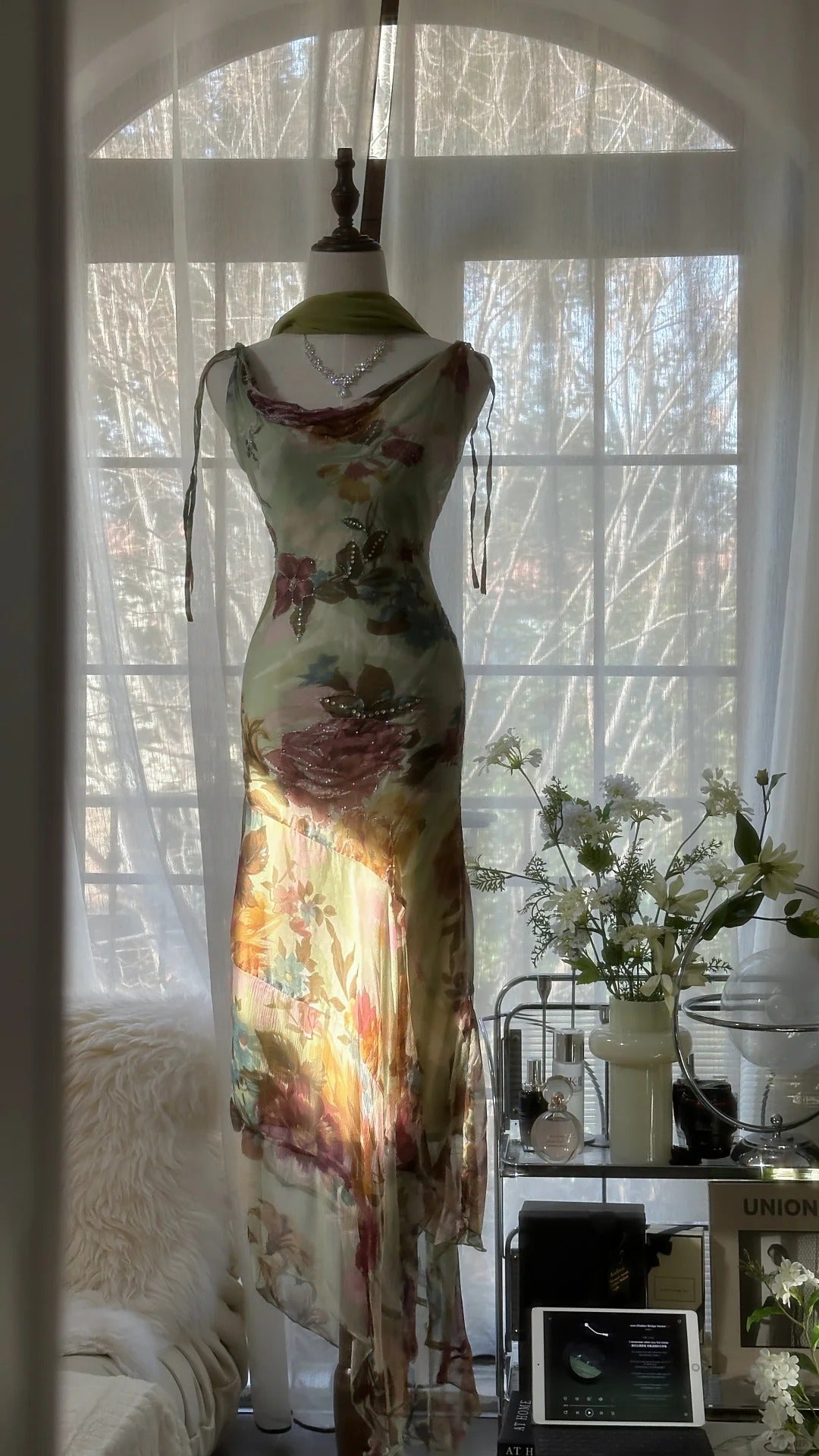 Grün Romantisch Farbverlauf Mode Elegant Exquisite Perlenbesatz Langes Chiffon Ballkleid Abendkleid Geburtstags-/Hochzeitsgast-/Feiertagspartykleid Ballkleid Valentinstags-Date-Kleid gh4030