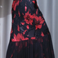 ✨Girlhomeshops-Black Red Floral Spaghetti Strap Mermaid Prom Gown Chiffon Dress gh10081