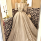 Light Grey Square Neck Voluminous Princess Skirt Long Romantic Dress, Wedding Gown gh7771