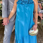 girlhomeshops-Blue Floral Simple Stylish Long Chiffon Wedding Guest Dress Prom Dress gh5921