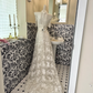 Ivory Lace Off-the-Shoulder Cinched Waist Figure-Flattering Long Romantic Dress, Wedding Gown gh7784