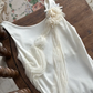Off‑White Vintage Halter Sleeveless 3D‑Flower Diagonal‑Draped‑Sash Asymmetrical‑Train Mermaid Evening Prom Gown gh8802