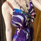 Purple Elegant Vintage Pattern Spaghetti Strap Fitted Waist Slim Prom & Evening Party Dress gh8463