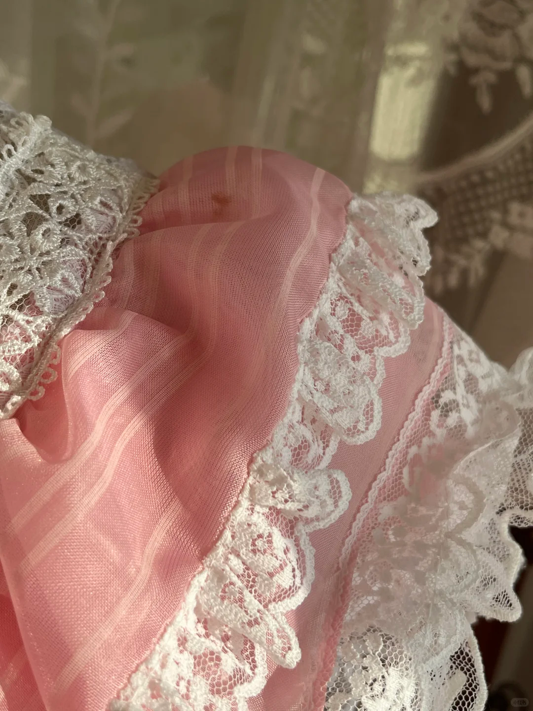 Pink Lace High Neck Double Ruffle Tulle Vintage A-Line Long Prom Dress gh9308