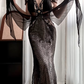 Black‑Vintage‑Mermaid‑Gown Halter‑Off‑Shoulder Deep‑V‑Neck Sheer‑Mesh‑Waist‑Cutout Hand‑Beaded‑Rhinestones Removable‑Chiffon‑Sashes Sequined‑Sheer‑Tulle Sweep‑Train Sexy‑Evening‑Prom‑Dress gh8832