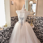 Ivory Sleeveless Beaded Exquisite Classic Cinched Waist Voluminous Skirt Long Romantic Dress, Wedding Gown gh7801