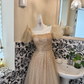 Gold Puff Sleeve Square Neck Waist-Cinched A-Line Skirt Elegant Luxury Romantic Dress, Wedding Gown gh7677