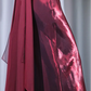 ✨Girlhomeshops-Burgundy Shimmer Evening Gown Spaghetti Strap Cowl Neck Long Dress gh10125