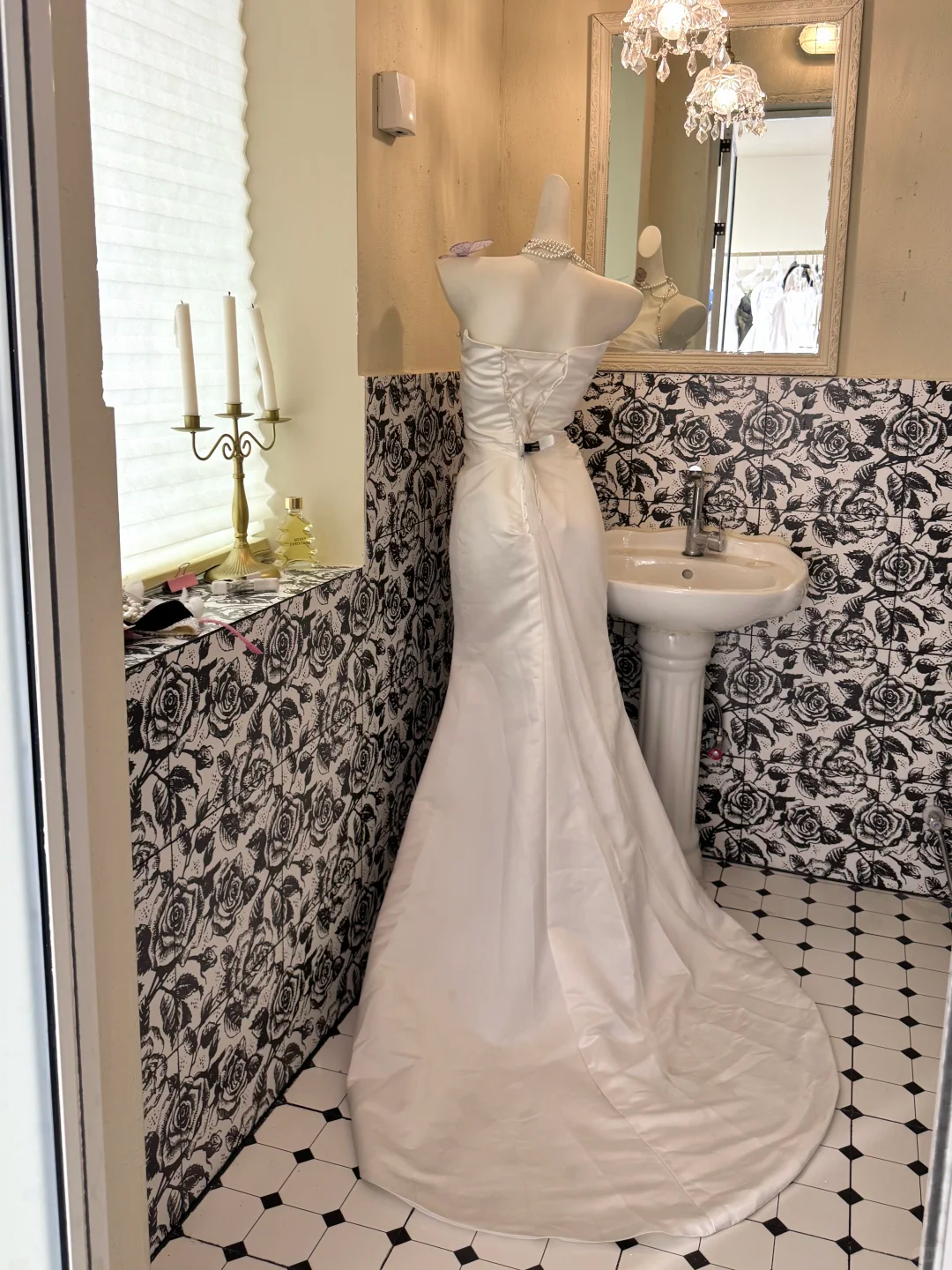 Ivory Satin Strapless Waist-Cinched Slimming Sexy Long Romantic Dress, Wedding Gown gh7721