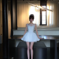 Women Sweet White Homecoming Dress Heart Neck Lace Mesh Shoulder Tie Cutout A-Line Puffy Short Party Dress gh9427