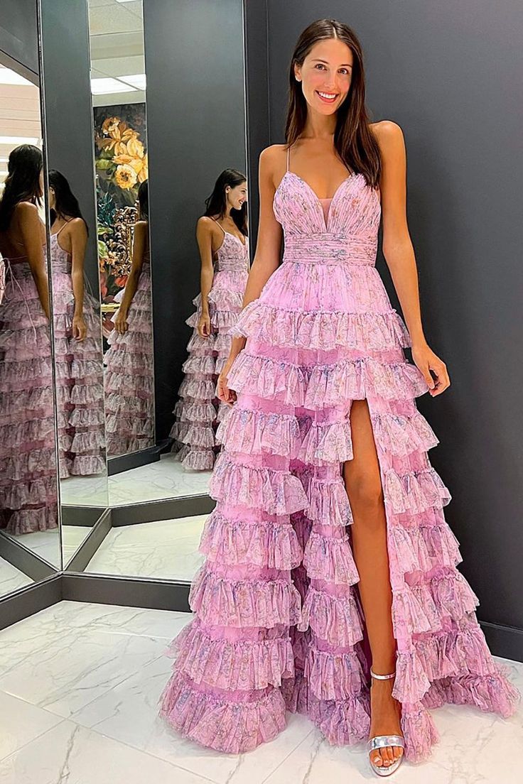 Rosa Süße Stilvolle Elegante Lange Tüll Mehrlagiges Ballkleid Abendkleid Ballkleid Abschlusskleid gh3794