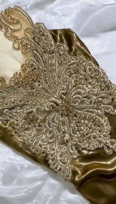 Classical Gold Rhinestone Fitted Waist Slim Long Prom & Evening Party Dress gh8515