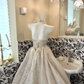 Ivory Strapless Gown with Silver Decorations, Waist-Cinched Full Flared Long Romantic Dress, Wedding Gown gh7699
