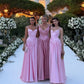 Pink Retro Elegant A-line Spaghetti Strap Satin Long Evening Dress Birthday Party Dress Bridesmaid Dress gh3143