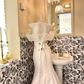 Ivory Off-the-Shoulder Waist-Cinched Figure-Flattering Sexy Mermaid Skirt Long Romantic Dress, Wedding Gown gh7742