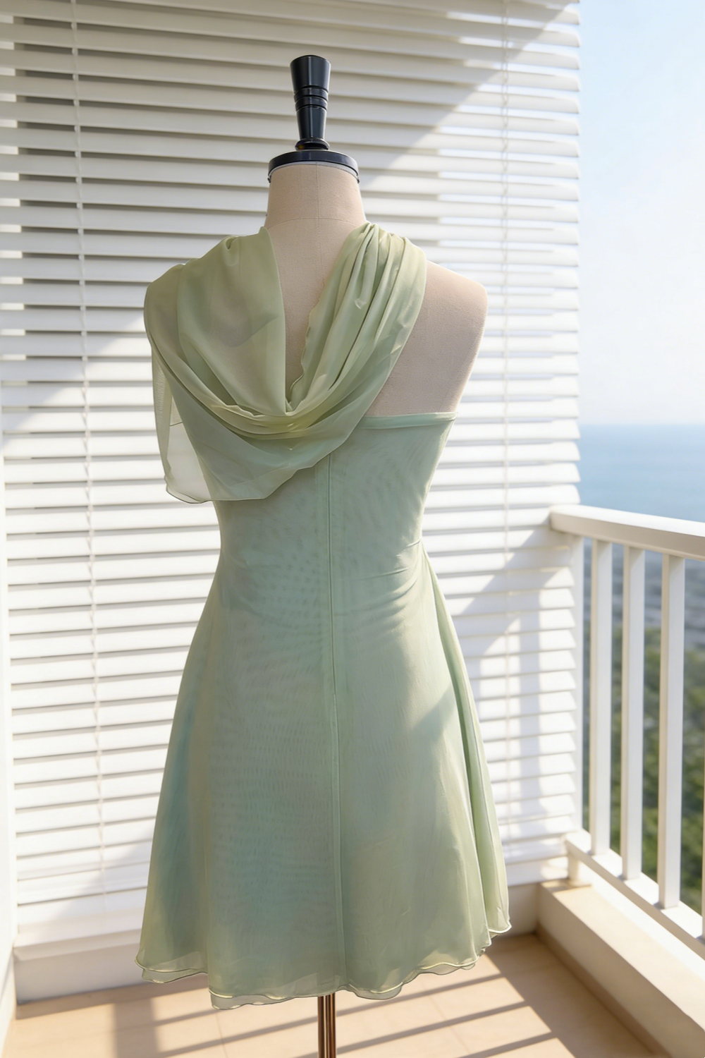 Robe courte trapèze à fleurs 3D vert menthe - Style printanier frais gh6965