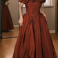 Flower Off-the-shoulder Gown - Waist-Cinched Ball Gown gh6945