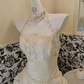 Ivory Strapless Cinched Waist Voluminous Floral Skirt Long Romantic Dress, Wedding Gown gh7818