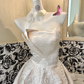 Light Champagne Strapless Waist-Cinched A-Line Skirt Elegant Romantic Dress, Wedding Gown gh7639