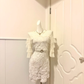 White Off‑Shoulder Tiered‑Ruffle‑Sleeve Floral‑Lace Sheath Short Homecoming Party Dress gh9255