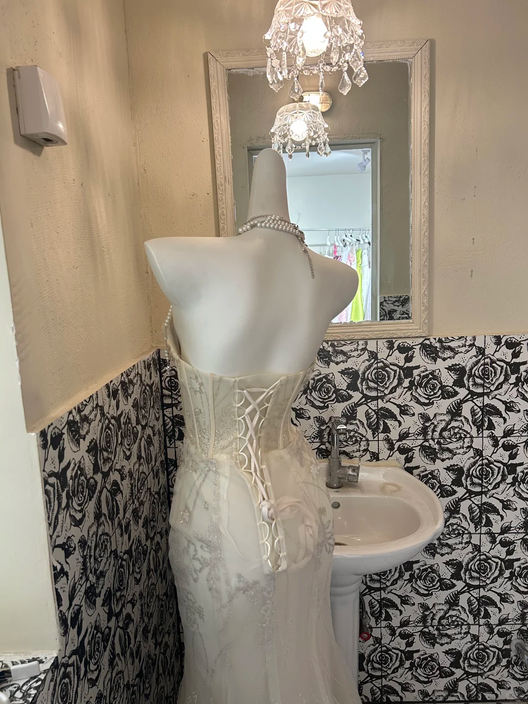 Ivory Strapless Waist-Cinched Slim Fit Hip-Hugging Sexy Mermaid Skirt Romantic Dress, Wedding Gown gh7694