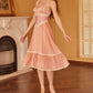Pink Sweet Stylish Elegant Mid Length Exquisite Lace Satin Homecoming Dress Prom Dress Evening Dress Wedding Guest Party Dress Graduation Dress gh4071