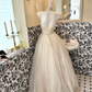 Light Apricot Halter Waist-Cinched Voluminous Skirt Long Romantic Dress, Wedding Gown gh7734