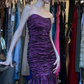 Strapless Dark Purple Evening Gown Full Ruched Bodice Mermaid Long Prom Dress gh9692