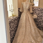 Light Apricot Vintage Elegant Waist-Cinched Figure-Flattering Full Flared Skirt Long Romantic Dress, Wedding Gown gh7749