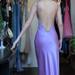 Lavender Spaghetti Strap Long Formal Gown Satin Rhinestone Beaded Mermaid Evening Dress gh9643