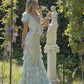 Blue floral V-neck sexy elegant long ruffled ball gown evening dress garden party dress gh3045