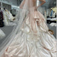 Nude Pink Elegant Fashion Vintage Exquisite Floral Long Satin Ball Gown Evening Dress Wedding Dress gh3202