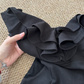 Red/Black Fashion Elegant Ruffle Neckline Short Satin Homecoming Dress Prom Dress Evening Dress Party Dress Ball Gown gh4043