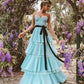 Robe de soirée élégante longue en tulle à volants et à manches longues, haut tube blanc, gh3364