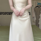 Off‑White Satin One‑Shoulder Fold‑Over Long Evening Gown, Draped Ruched Bodice Mermaid Formal Prom Dress gh9001