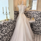 White Strapless Waist-Cinched A-Line Long Luxury Romantic Dress, Wedding Gown gh7500