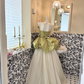 Light Green Strapless Waist-Cinched Voluminous Skirt Long Romantic Dress, Wedding Gown gh7642