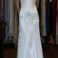 Sleeveless V Neck White Chiffon Prom Dress 3D Floral Lace Beaded Formal Evening Gown gh9806