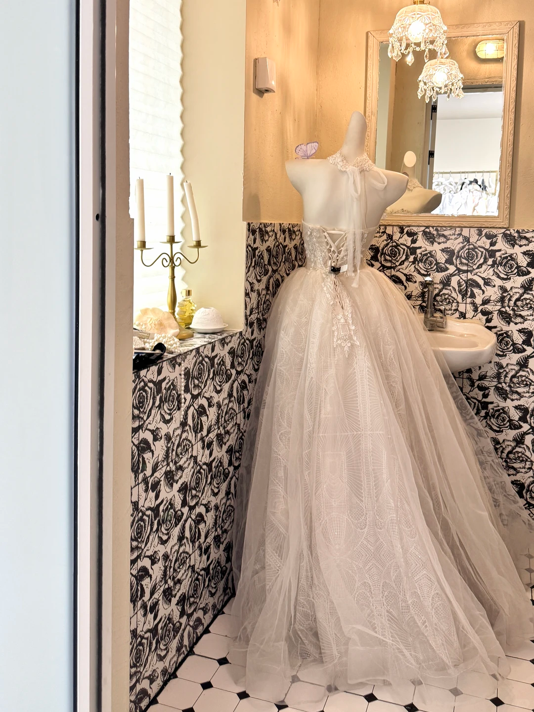 Ivory Strapless Sequin Waist-Cinched Voluminous Skirt Romantic Dress, Wedding Gown gh7704