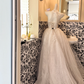Ivory Strapless Gown With Shiny Rhinestones, Waist-Cinched Voluminous Skirt Romantic Dress, Wedding Gown gh7708