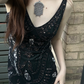 Black Sexy Long Vintage Beaded Spaghetti Strap Fitted Waist Slim Prom & Evening Party Dress gh8442