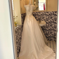 White Strapless Waist-Cinched Slit Sexy A-Line Skirt Romantic Dress, Wedding Gown gh7615