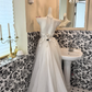 Ivory Spaghetti Strap Embroidered Waist-Cinched Full Flared Elegant Vintage Romantic Dress, Wedding Gown gh7567