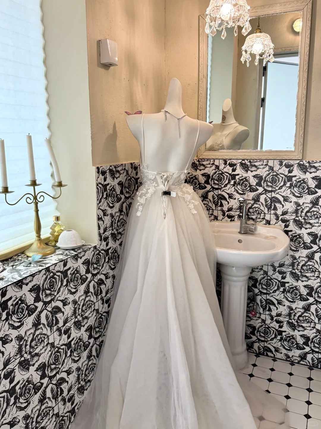 Ivory Spaghetti Strap Embroidered Waist-Cinched Full Flared Elegant Vintage Romantic Dress, Wedding Gown gh7567