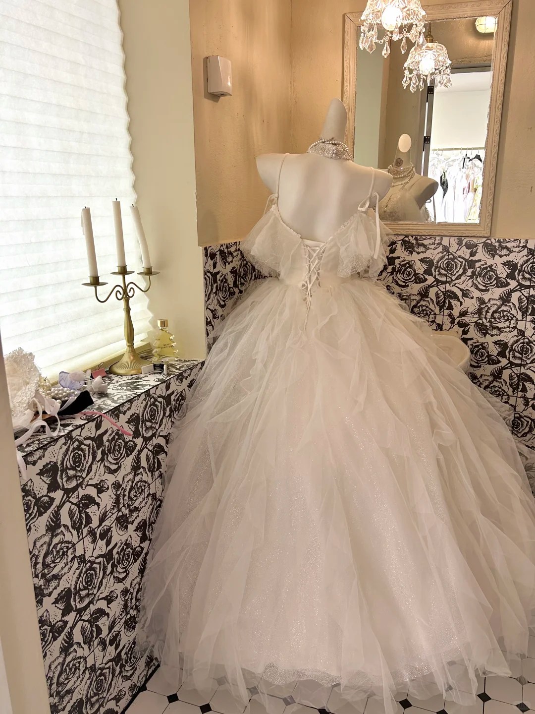 Ivory Spaghetti Strap Off-the-Shoulder Waist-Cinched Voluminous Princess Skirt Long Romantic Dress, Wedding Gown gh7722