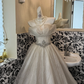 Light Gray Strapless Waist-Cinched Voluminous Full Skirt Luxury Romantic Dress, Wedding Gown gh7622