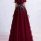 Cute tulle sequins long prom dress evening dress  10470