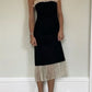 Light Vintage Luxury Elegant Style Halter Strapless Dress | Black-Apricot Contrast Tulle Ruffled Midi Dress for Date Luxury Party Outfit gh6442