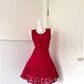 Burgundy Lace Homecoming Dress Sleeveless Round Neck A-Line Cocktail Party Gown gh9389